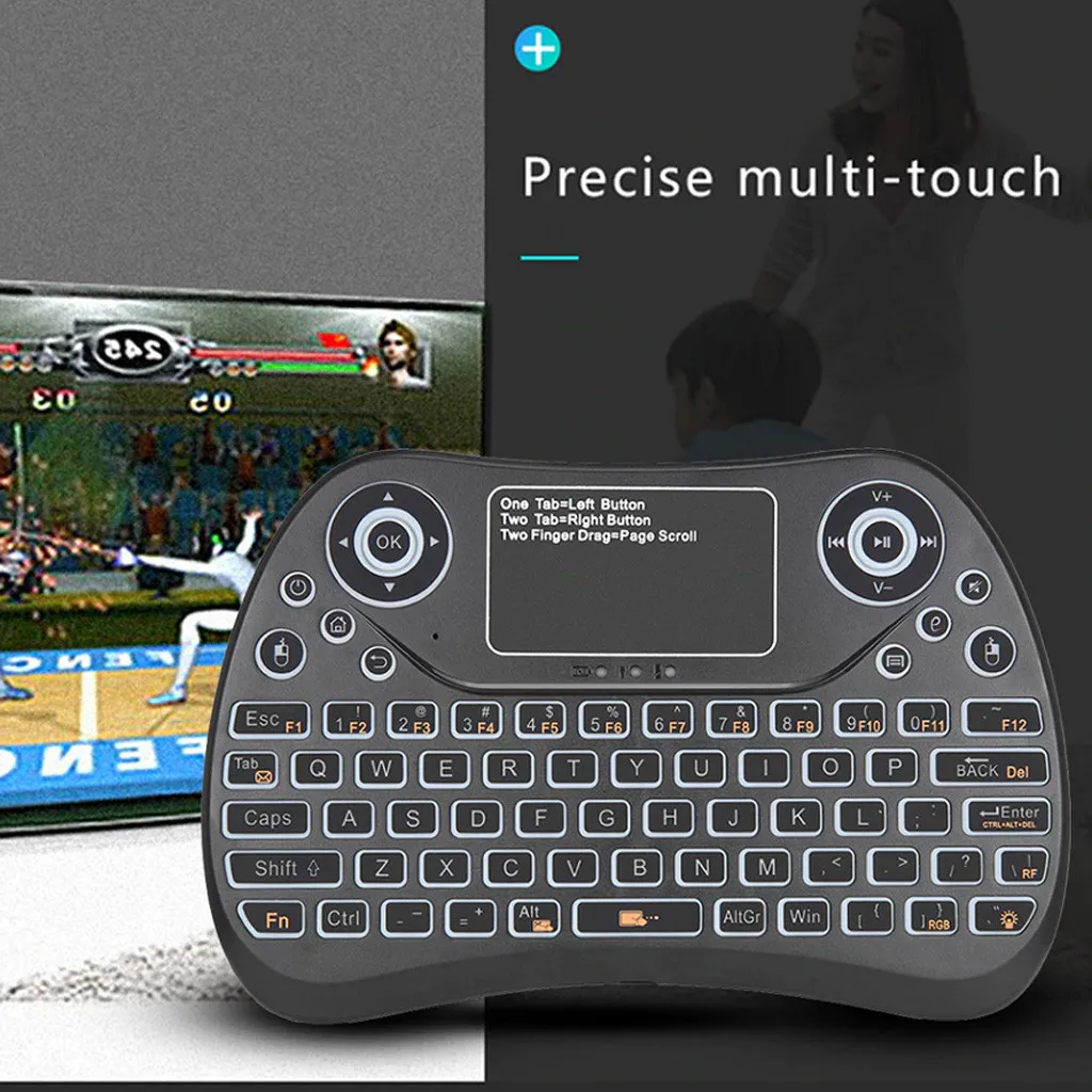 Беспроводная мини-клавиатура VOBERRY, Fly Air mouse 2,4 ГГц интеллектуальная игровая клавиатура с подсветкой и зарядкой от сенсорной панели
