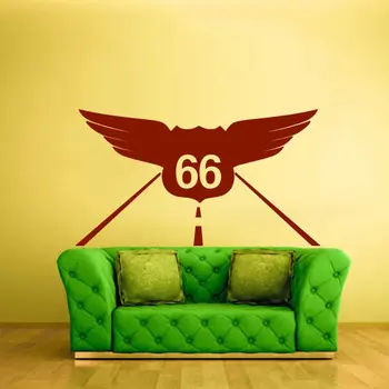 

Wall Vinyl Sticker Bedroom Design Road Highway 66 Roadway Symbol