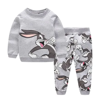 Children Winter Clothes Baby Boys Cartoon Clothing Sets Cute Rabbit Printed Warm Sweatsets for Baby Boys Girls Kids Clothes 1