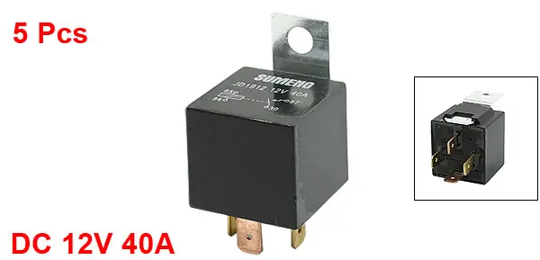 5 Pcs Normal Open SPST 4P Vehicle Auto Car Relay DC 12V 40A