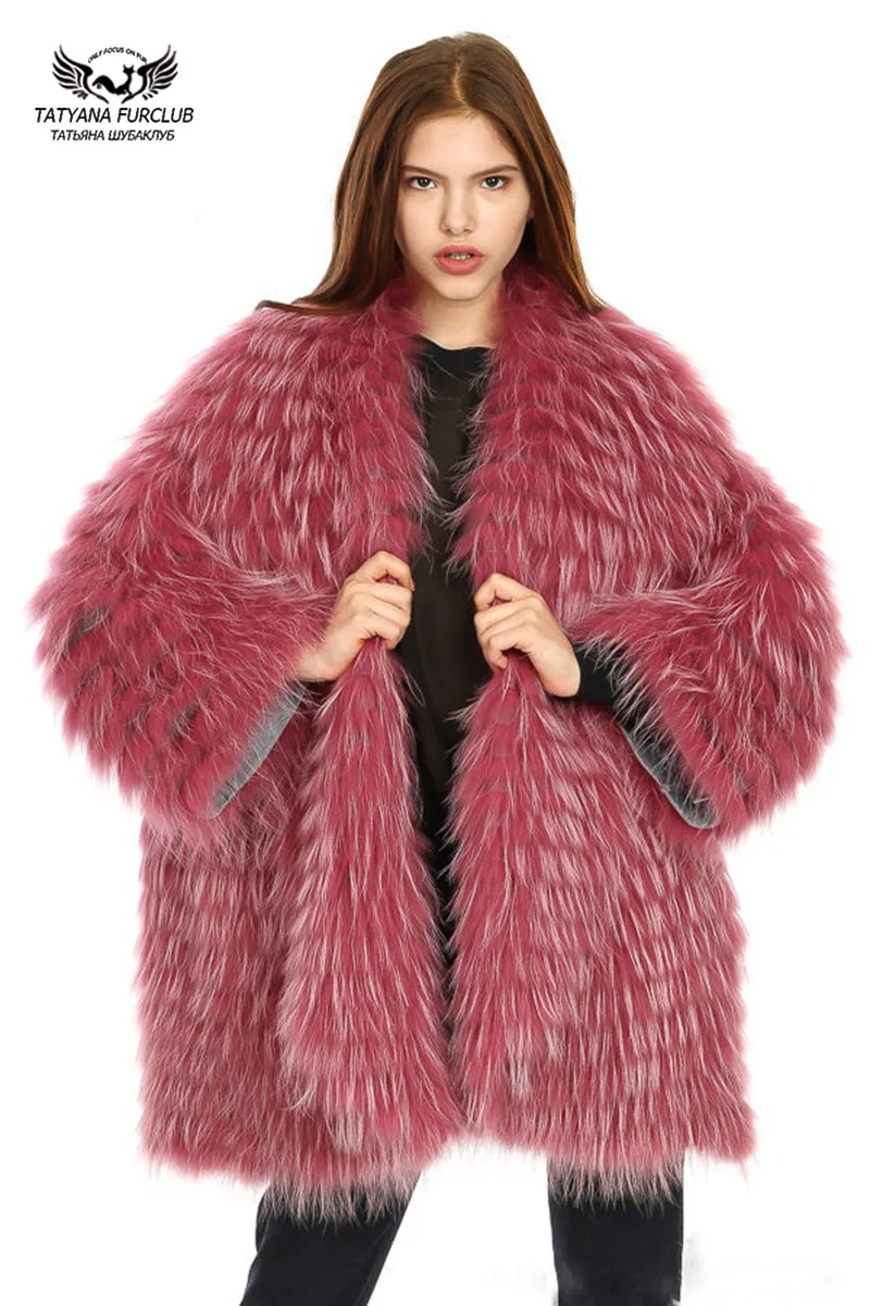 Goedkoop Tatyana Furclub Raccoon Dog Fur Top Grade Lange Jas Vrouwen Bovenkleding Streetwear Waar Is Mijn Geest Park Met Natuurlijke Bont mode