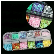 12 Colores de Uñas de Los Rhinestones de Acrílico Del Arte Del Clavo Decoración 12 Grids Diseño largo Para Gel UV Teléfono Móvil y el Ordenador Portátil DIY accesorios