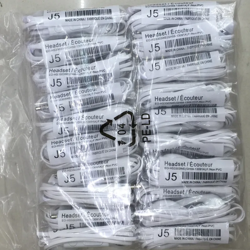 

20pcs/lot J5 3.5MM Headsets In-ear Earphones hearbuds Hands-free with Mic For Mp4 iPhone Samsung Xiaomi Huawei Mobile Phone