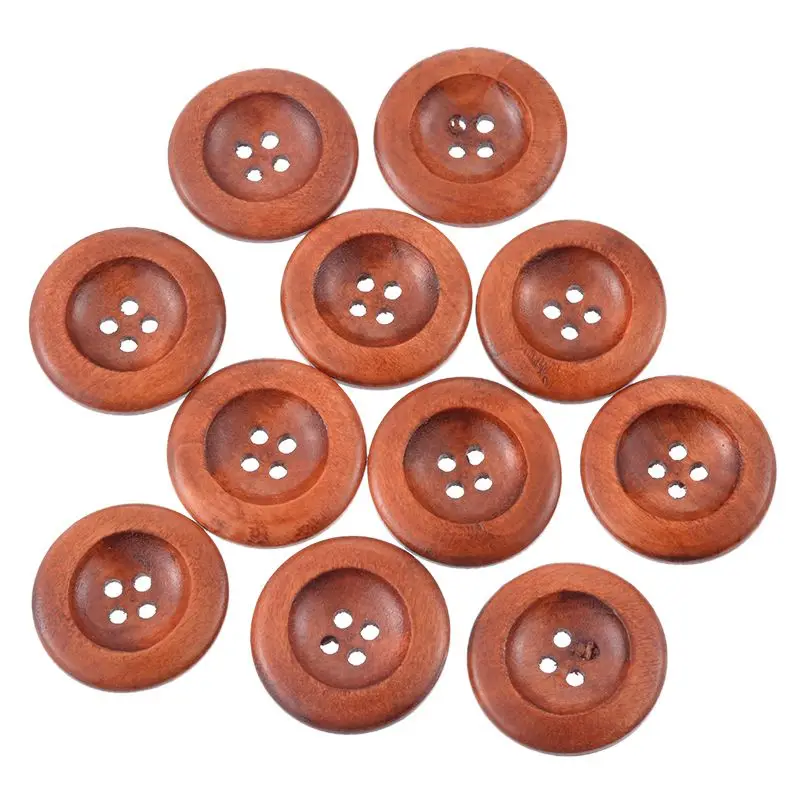 UK/_ 50Pcs 4 Holes Wooden Round Buttons Clothing Buttons DIY Sewing Craft Eager