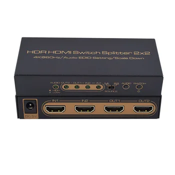 

4K 60Hz HDR HDMI Switch Splitter 2*2 2 In 2 Out Scale Down Audio EDID Switcher Converter adapter For PS3/PS4 Xbox360