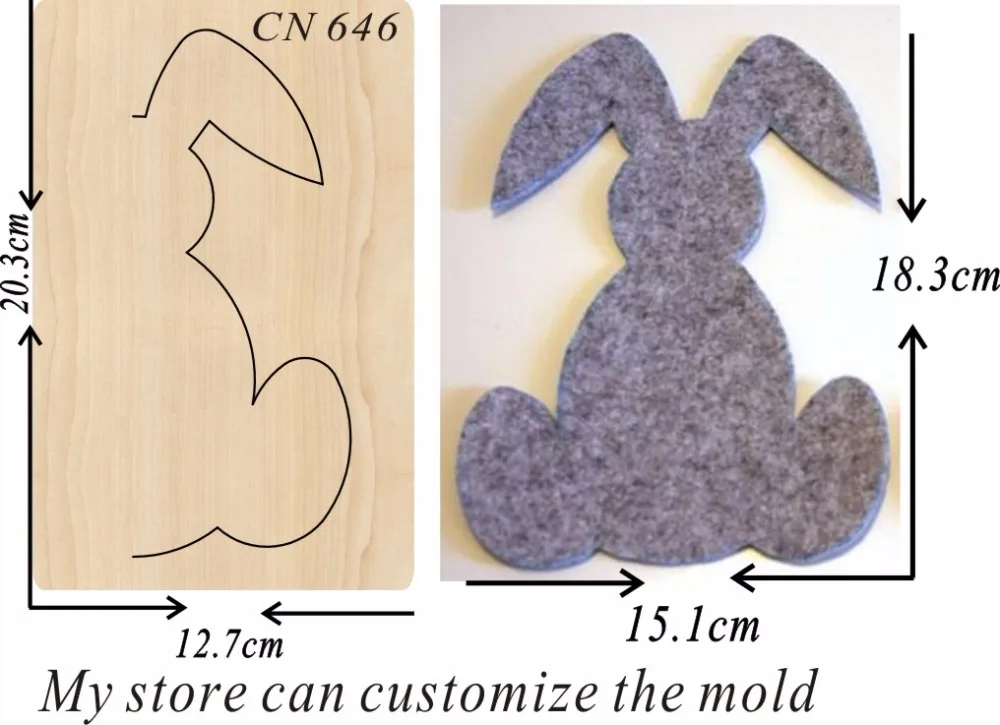 

Rabbit family pendant die cutting accessories wooden die Regola Acciaio Die Misura