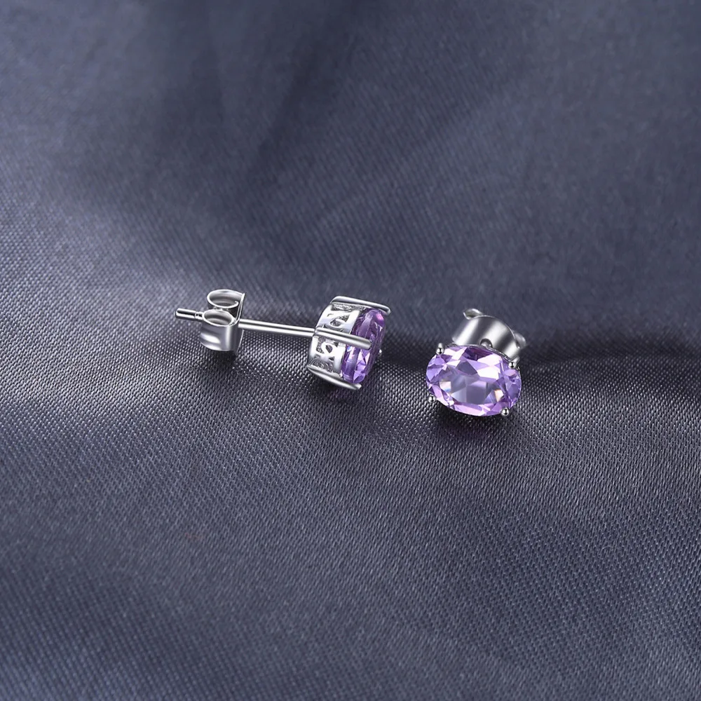 JewelryPalace Овальный 1.4ct фиолетовый аметисты камень серьги Pure 925 пробы Серебряные