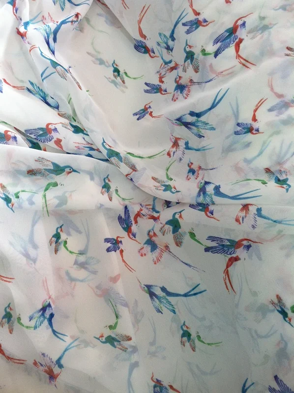 

75D chiffon fabric new birds pattern for dress skirt and scarf CH5368