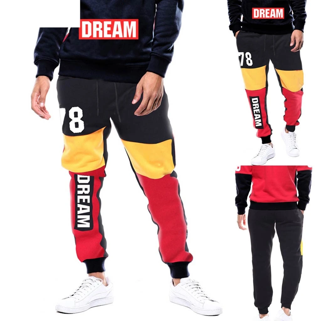 2018 New Warm  2018  Men Splicing Printed Overalls Casual Pocket Sport Work Casual Trouser Pants  Autumn Tops  18NOV28