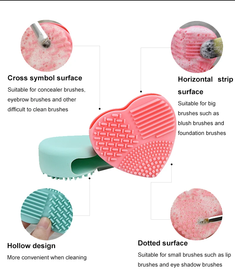 Силиконовая губка для удаления макияжа сердце дизайн кисти для макияжа очищающие яйца кисти для макияжа перчатка для чистки 4 цвета