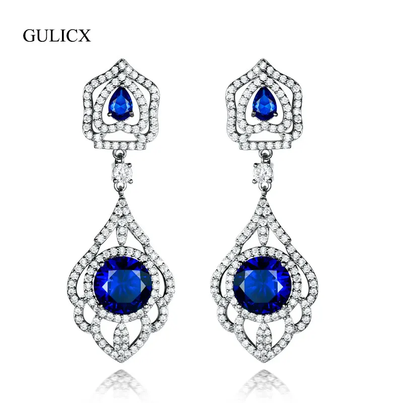

Gulicx Hollow Flower style Crystal Wedding Bridal Earring Long Dangle Rhinestone Earrings For Women Russia Brinco Aretes AE045