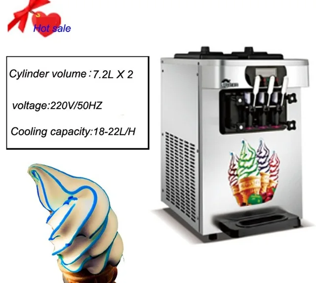 Мягкая машина для мороженого 3 вкуса 3 головки Автоматическая настольная Форма под лед машина для производства крема для продажи