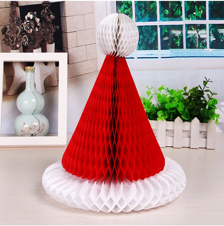10pcs 12inch Tissue Paper Christmas Hat Balls Paper Craft For