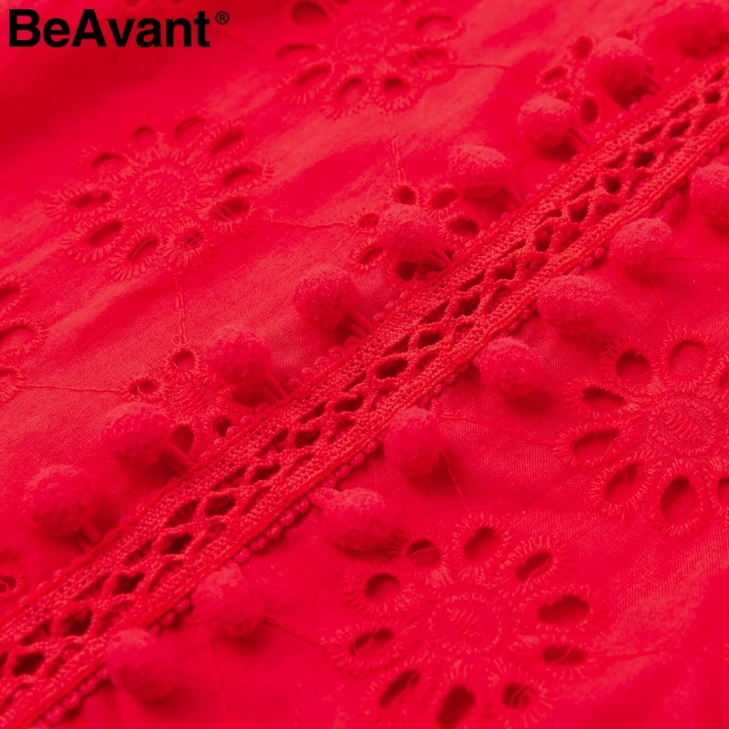 BeAvant, элегантная Хлопковая женская блузка, рубашка, без рукавов, летняя майка, рубашки, женские, вышивка, tasssel, повседневные, красные, женские блузки