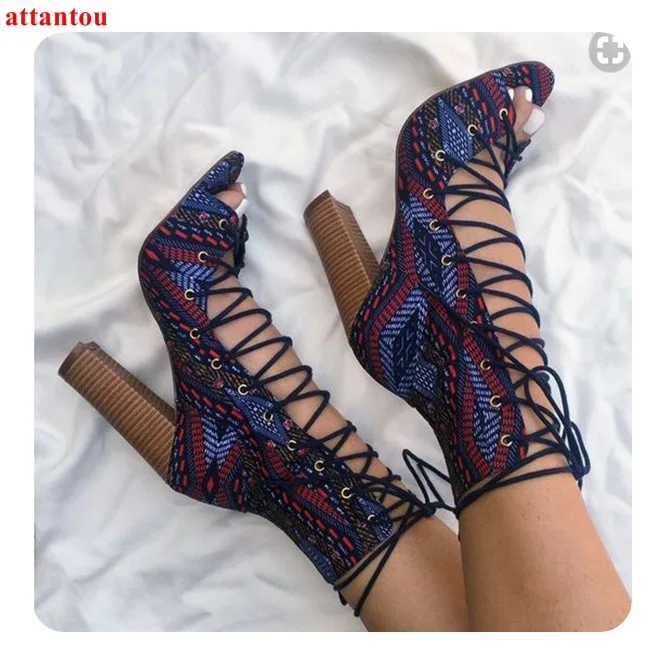 lace up square heels