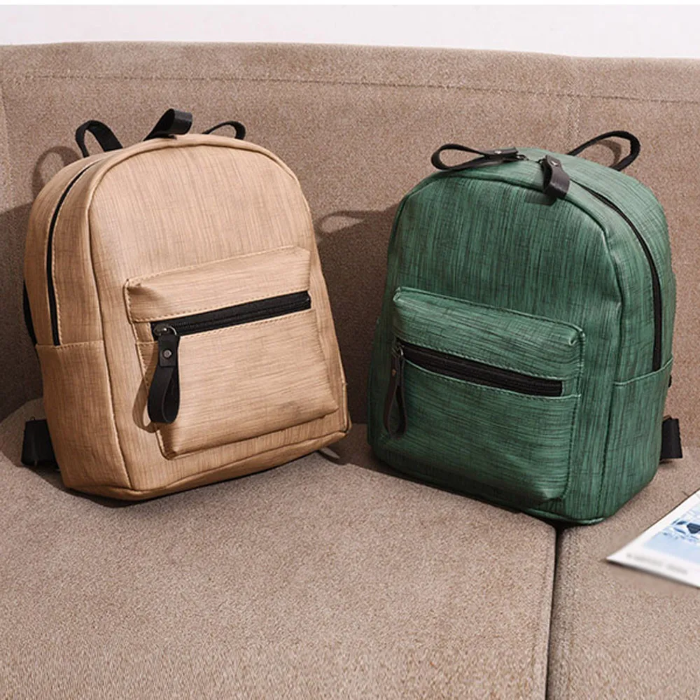 Simple Style Backpack Women PU Leather Backpacks For Teenage Girls