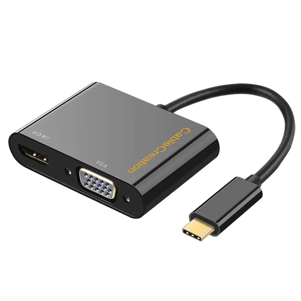 

USB C to HDMI + VGA, CableCreation Type C (Thunderbolt 3 Compatible) to HDMI 4K+VGA Adapter, Compatible Macbook Pro, etc