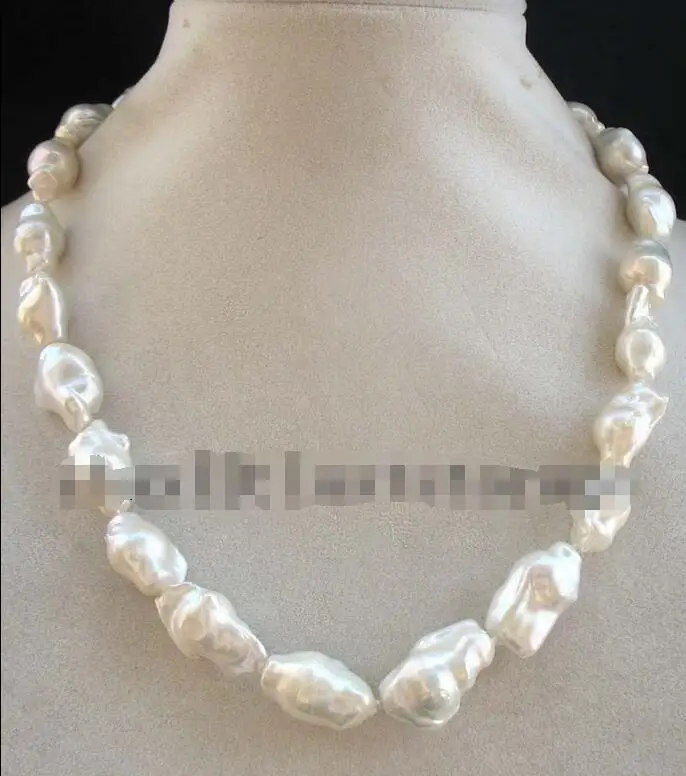 

Free Shipping >>>>>wholesale freshwater pearl white reborn keshi baroque necklace 18" nature