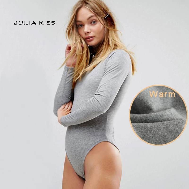 red bodysuit Autumn & Winter Wear Women Turtleneck Long Sleeve Warm Bodysuits cut out bodysuit