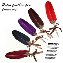 Креативное ремесло винтажное перо ретро резное из нержавеющей стали эмаль ручка подпись подарок перо ручка набор