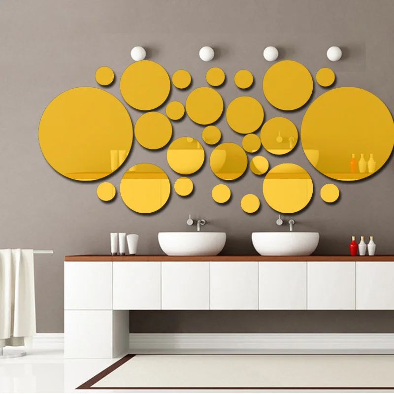 26 шт. акрил DIY декоративные зеркала настенные наклейки не вредит экологии высококачественный гостиная спальня декоративное зеркало - Цвет: Gold