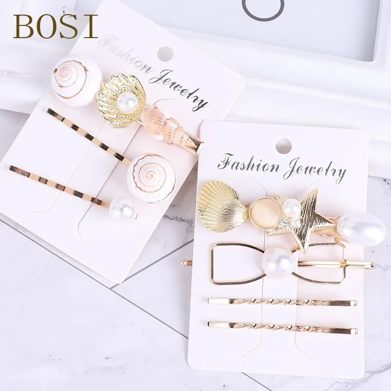 

3pcs Suit Shell Conch Hairclips For Women Pearl Hairclips Hairwear Summer Hairgrips Headdress Girls Gift Wedding Party Jewelry