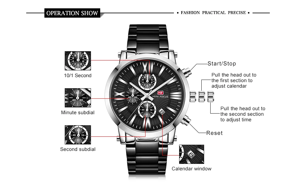 Мини-фокус военные спортивные часы для мужчин лучший бренд класса люкс кварцевые часы мужские 3 суб-циферблата 6 стрелки светящиеся руки водонепроницаемые наручные часы