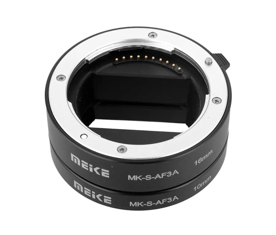 Meike MK-S-AF3A 금속 자동 초점 매크로 확장 튜브 10mm 16mm 소니 미러리스 a6300 a6000 a7 a7SII NEX 전자 마운트 카메라