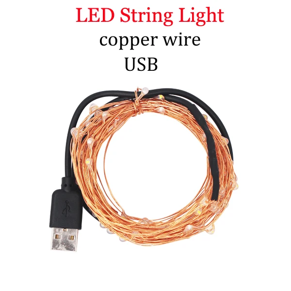 USB LED String Light 10M 5M Waterproof Silver Wire Outdoor Lighting Strings Fairy Lights For Christmas Wedding Decoration - Испускаемый цвет: USB  power  copper