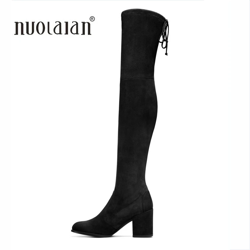 2017 Autumn Winter Women Boots Stretch Faux Suede Slim Thigh High Boots Fashion Sexy Over the Knee Boots High Heels Shoes Woman hot fashion solid concise suede slim thigh high women boots over the knee winter high heels woman shoes