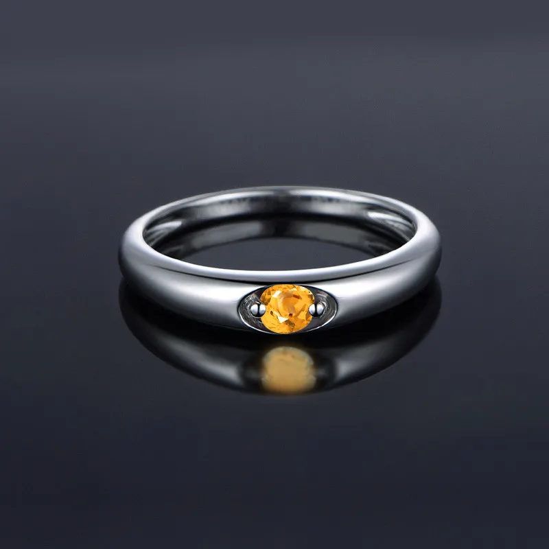 AINUOSHI кольцо с натуральным цитрином, 0.25ct, круглая огранка, 925 пробы, серебряное кольцо-пасьянс, модное обручальное свадебное ювелирное изделие, Женское кольцо