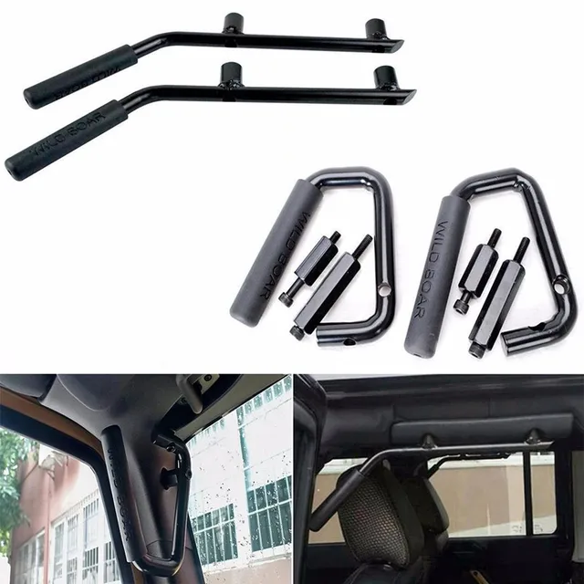 RT-TCZ Grab Handles For 2007-2018 Jeep Wrangler JK & Unlimited - Front & Rear Set, Aluminum Alloy, No-Drill