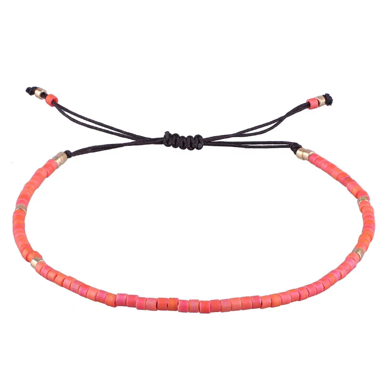 KELITCH New Friendship Bracelets Thin Rope Bracelets Handmade Seed Beaded Strand Bracelet Women Fashion Charm Bracelets - Окраска металла: AZX01804L