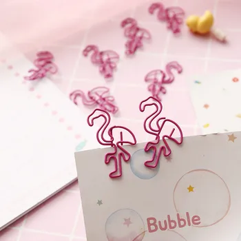 

YK-9974 10PCS Cheap INS style hot sale flamingo pink metal paper note clips