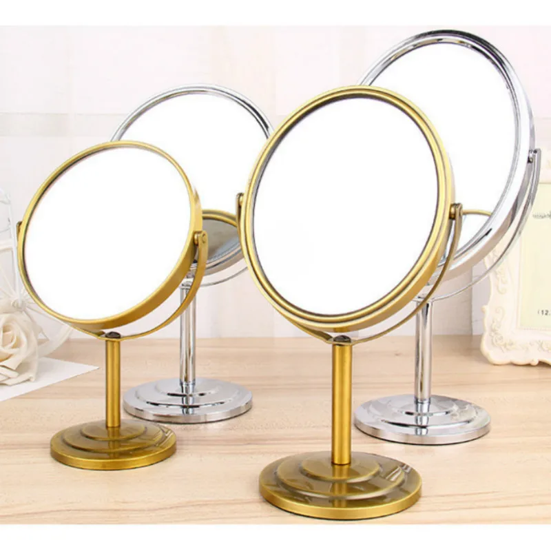 Metal Mirror Desktop Rotating Double Face Make Up Mirror Make Up
