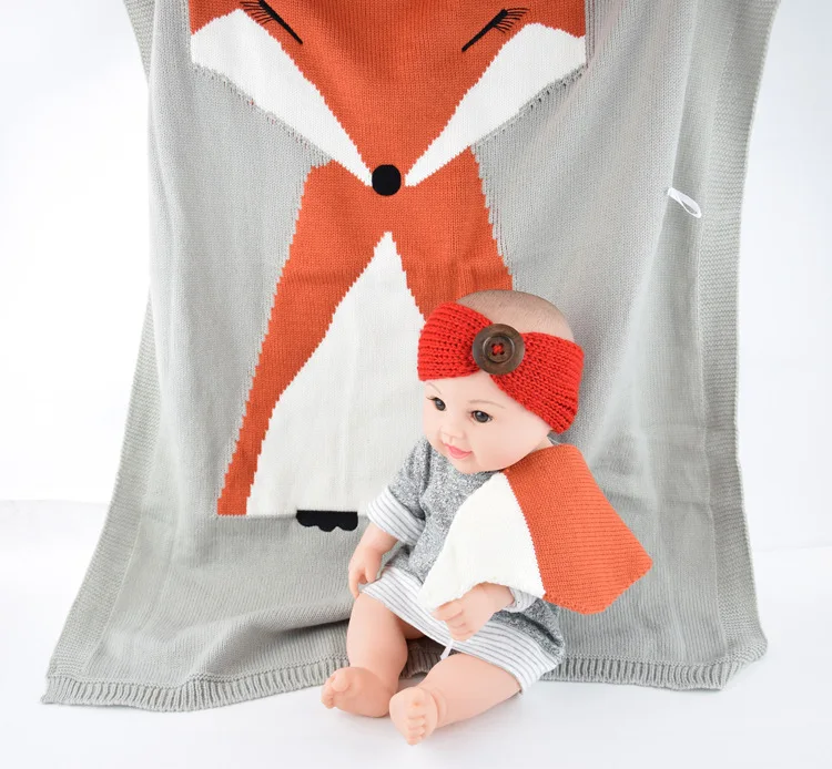Autumn Baby Toddler FOX Bedding Newborn Knitted Baby Blanket Wrap Soft Blankets Fashion Brand Swaddling Kids Gift Girls Blankets