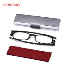 ISENGHUO мини 360 градусов вращения складные очки для чтения для мужчин и женщин тонкая рамка складные пресбиопические очки+ 1,0 до+ 4,0