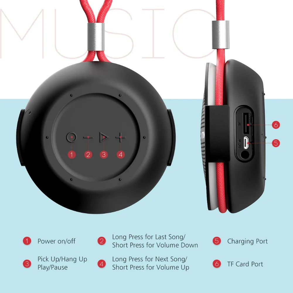 VTIN беспроводные колонки HD звук портативный Bluetooth 4 2 динамик с микрофоном присоска