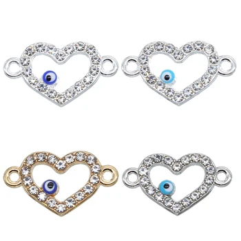 

6Pcs Silver Plated Color Love Heart Shape Alloy Connects For Making Necklace Bracelets Gift Fashion Crystal Jewelry Findings