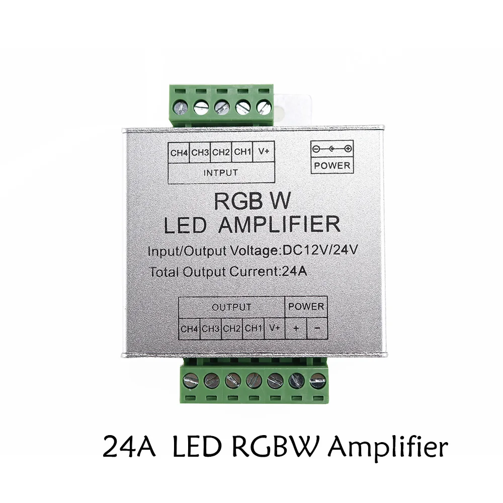 24a LED RGBW Усилители домашние DC12 DC24V 6*4 канала Выход RGBW RGB + W Светодиодные ленты Мощность повторителя консоли контроллера алюминий В виде