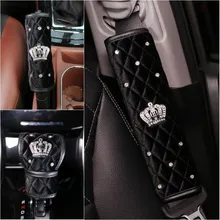 Высокое качество плюшевые Diamond Корона ремней безопасности автомобиля Обложка плеча Pad ручной тормоз Шестерни переключения крышки авто аксессуары для интерьера