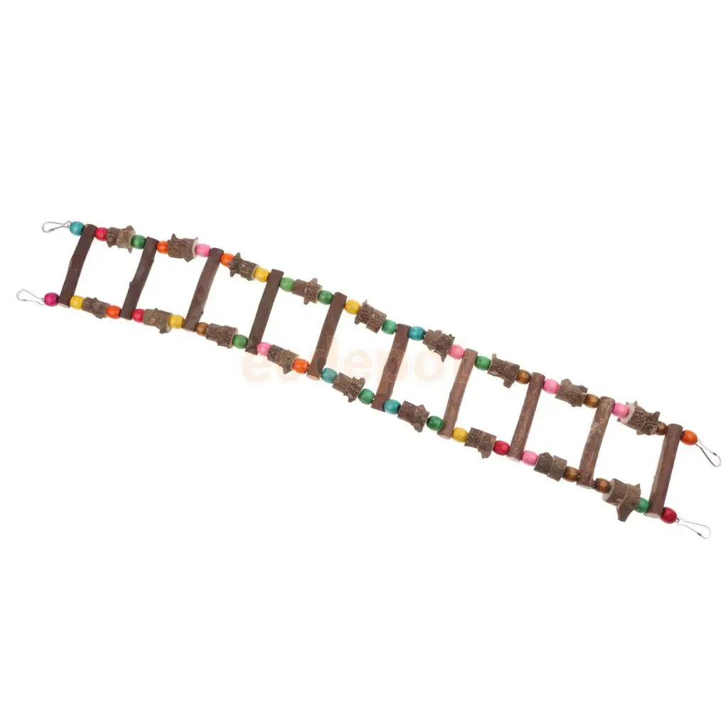 Bird Parrot Rat Hamster Chinchilla Toy, Wooden Ladder Bridge Swing Hanging Ladder Toy for Pet Trainning