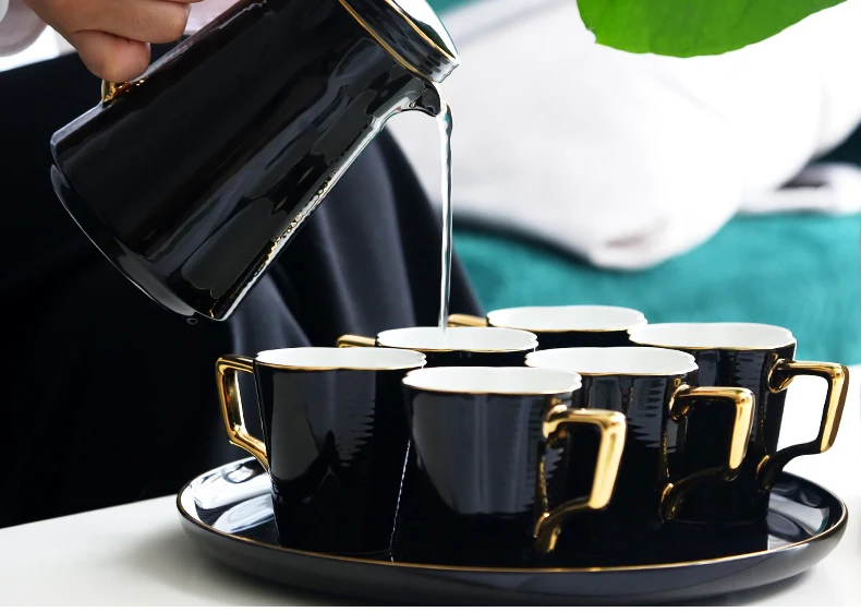 Черный 170 мл набор чайных чашек Европейский стакан для воды чайный горшок чайный набор кунг-фу чайная чашка чайная посуда наборы Подарочная коробка чайные вечерние чашки для кофе набор для дома