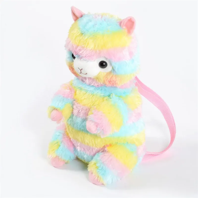 Anime Rainbow Alpaca felpa mochila colorido llama Peluche muñecas niños regalo de cumpleaños