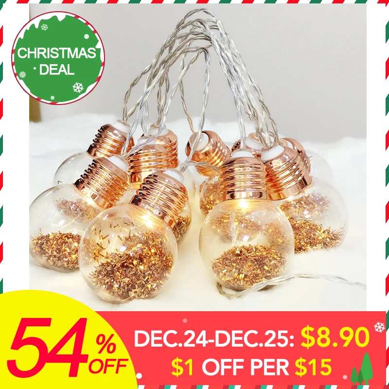 

CLAITE Garland LED Ball String lights 10 LED Battery Operated Bulb String lights Indoor Outdoor Holiday Decoration Light