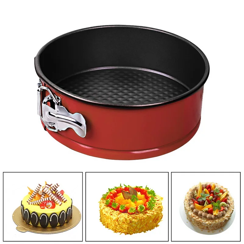 

Non-stick Springform Pan Round Cake Pan with Removable Bottom Red 1Pcs 7 Inch