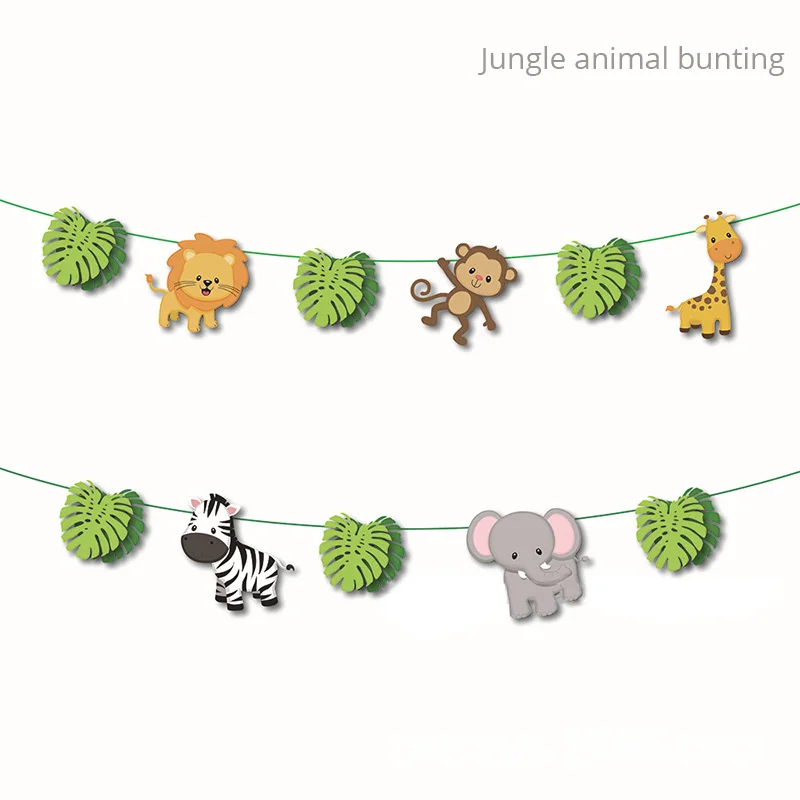 Paper Disposable Tableware Jungle Party Birthday Party Decor Kids Jungle Safari Party Animals theme Baby Shower Supplies Favors - Цвет: banner