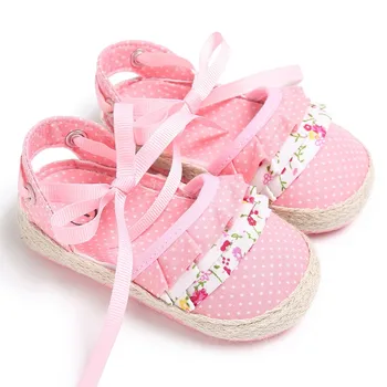 

Newborn Baby Girls Soft Shoes Kids Polka Dot Bow Princess First Walkers Crib Soft Soled Footwear