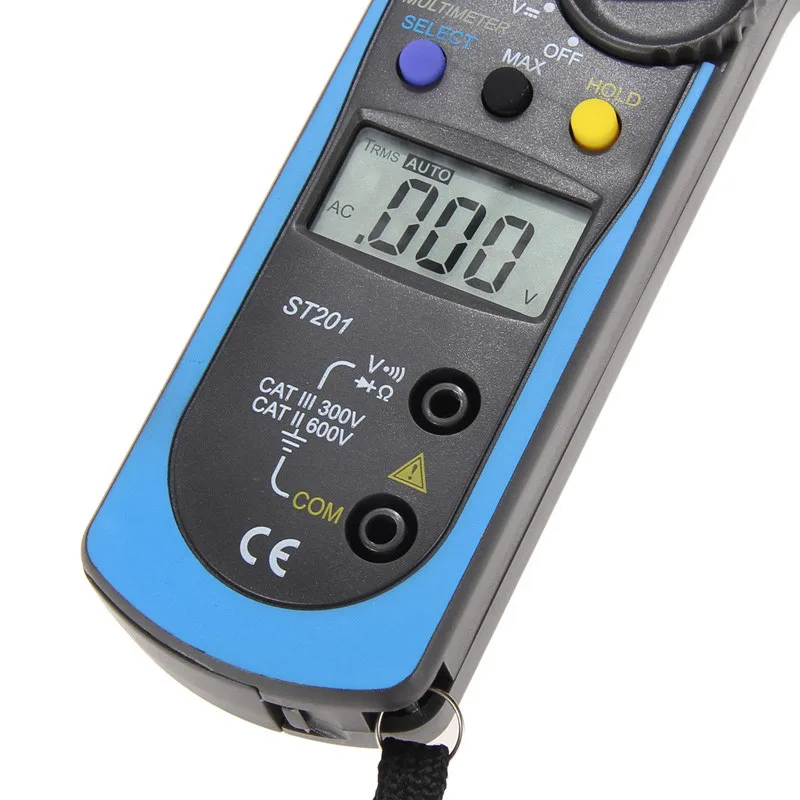 Digital Auto Range Clamp Multimeter Tester Meter DMM AC DC Volt Ohm Digital Clamp Multimeters ST201