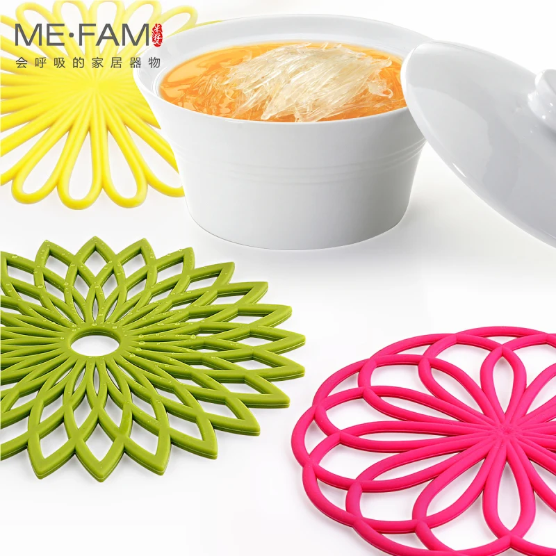

ME.FAM Creative Geometric Flower Woven Silicone Pad Table Decoration Insulated Non Slip Heat Resistance Durable Bowl Plate Mat